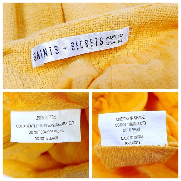 Yellow Ruffle Wrap Skirt M Boho Style Adjustable Tie Waist Mini-Length Textured - Picture 4 of 4